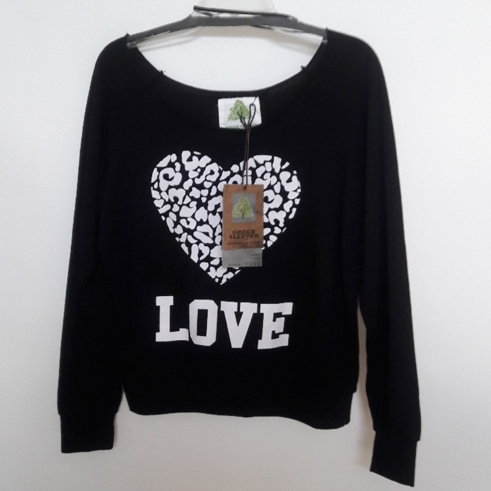 Green Sleeved junior black vintage sweatshirt
